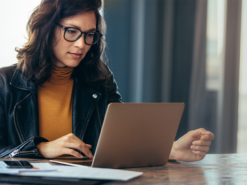 Woman working on laptop